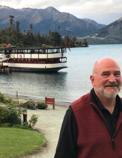 Kirk with the TSS Earnslaw in Queenstown NZ
